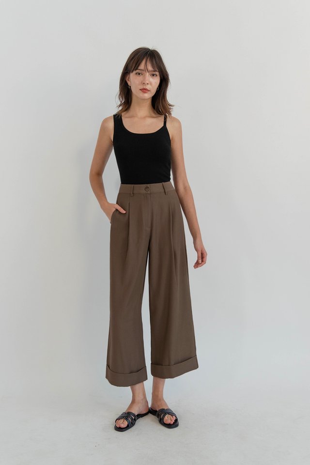 BRADLEY CUFFED ANKLE PANTS WALNUT