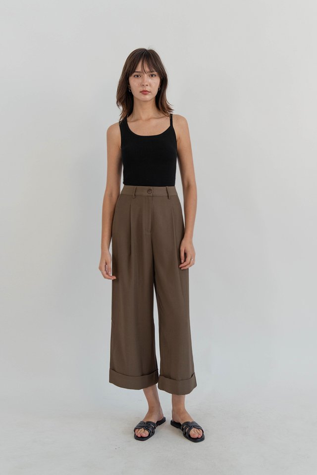 BRADLEY CUFFED ANKLE PANTS WALNUT