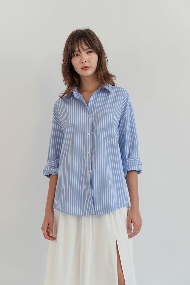 BRIE OVERSIZED SHIRT STRIPED BLUE