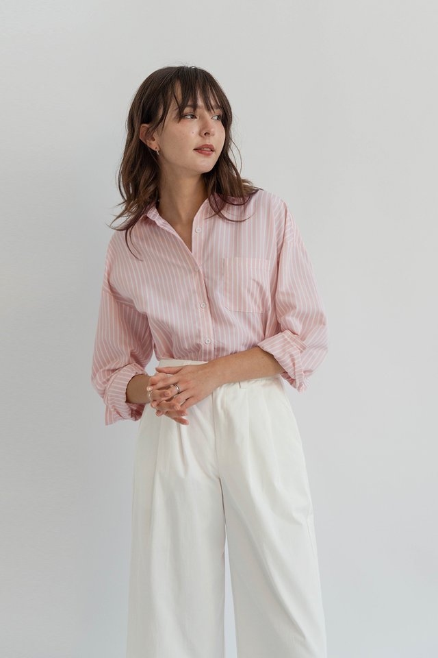 BRIE OVERSIZED SHIRT STRIPED PINK