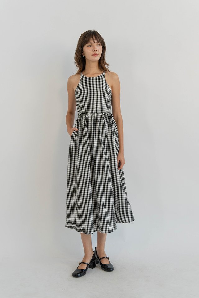 CARLA GINGHAM DRESS BLACK