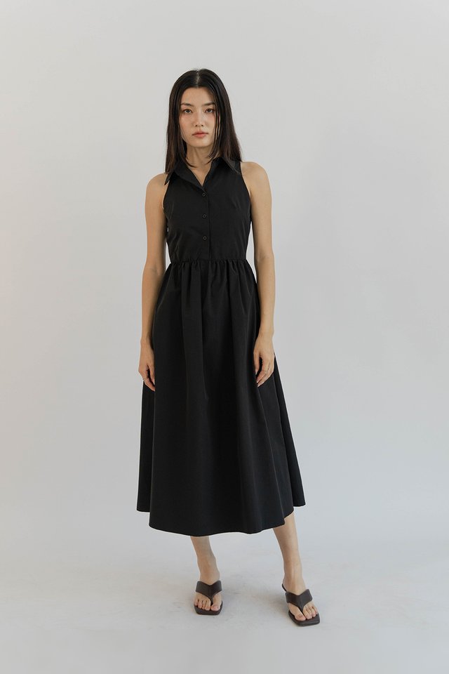 DEBRA BUTTON SHIRT DRESS BLACK