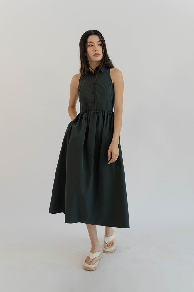 DEBRA BUTTON SHIRT DRESS TEAL