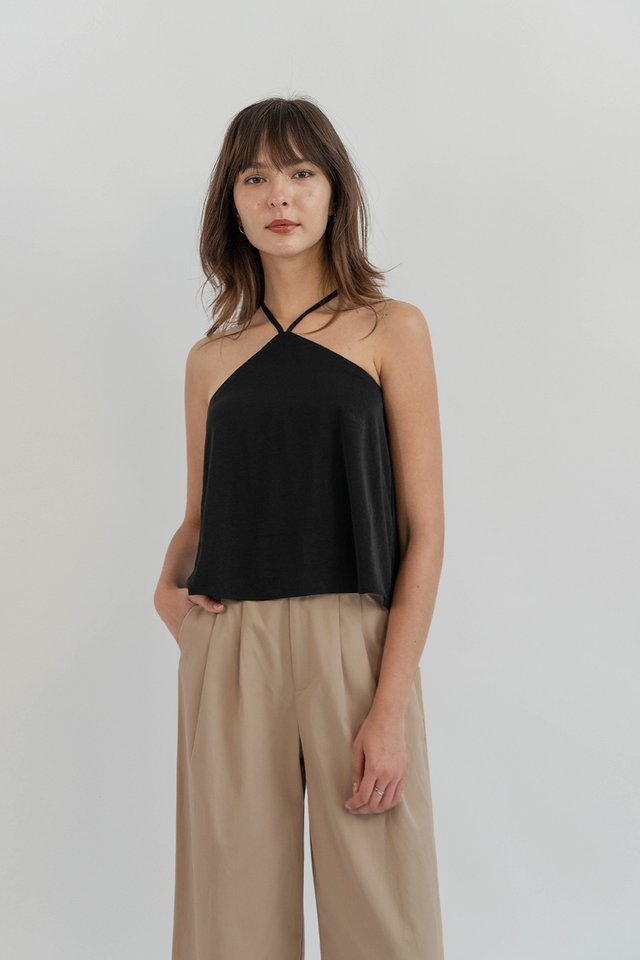 FAY CROSS BACK TOP BLACK