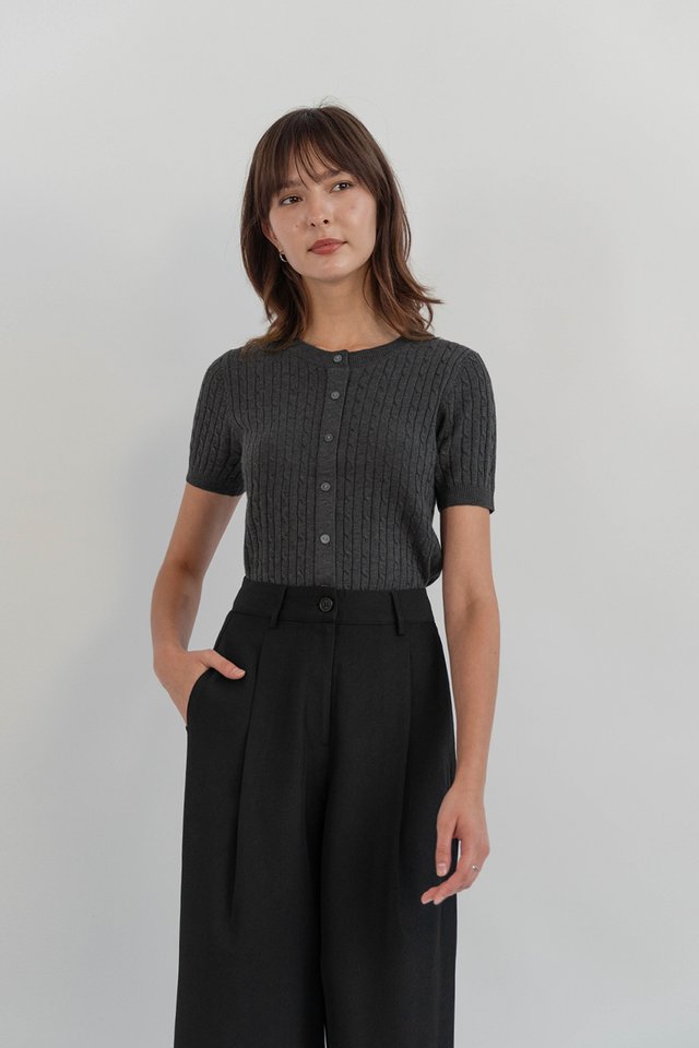 GYURI KNIT BUTTON TOP SLATE