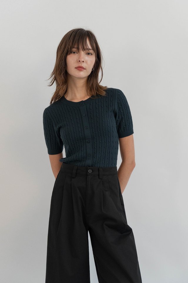 GYURI KNIT BUTTON TOP TEAL