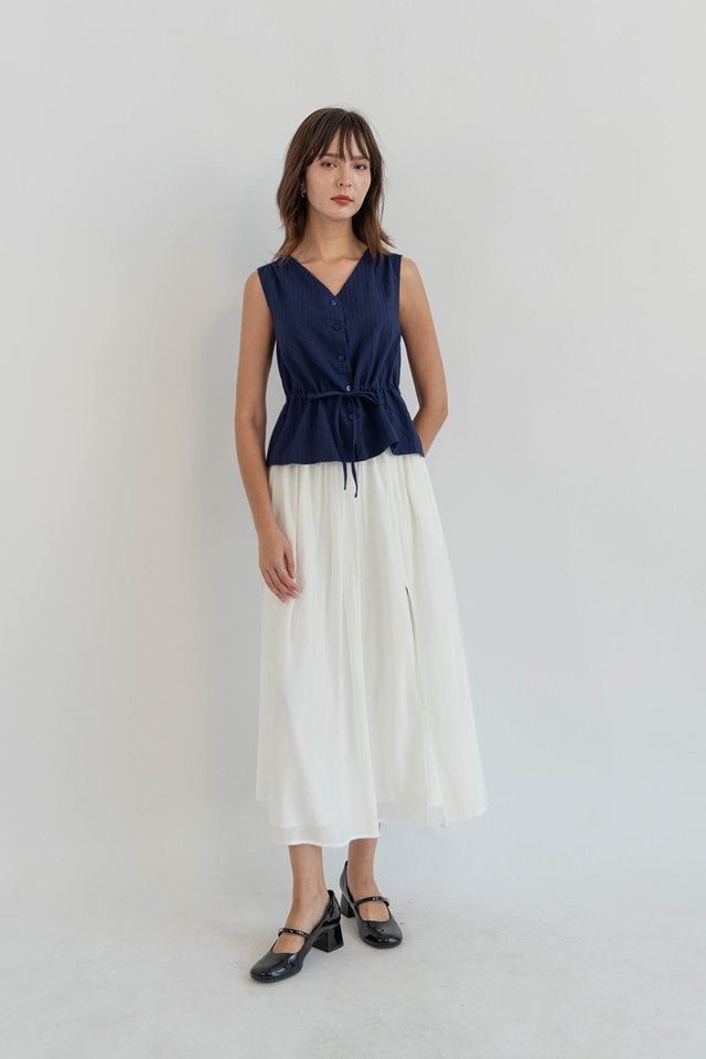 HERA COTTON PEPLUM TOP NAVY