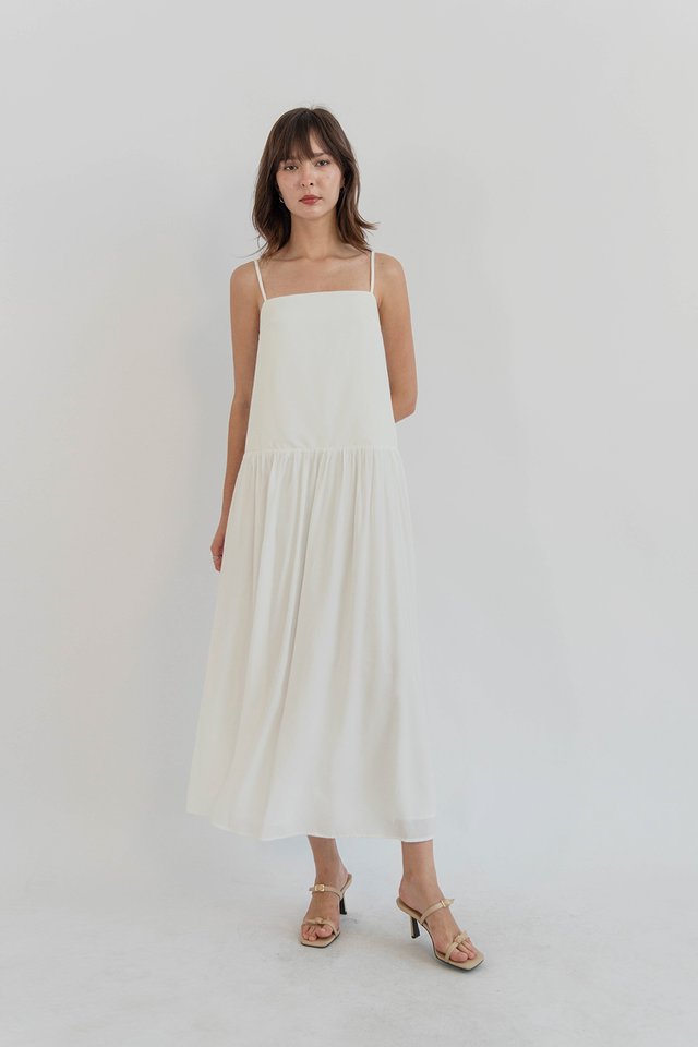 SOFIA LONGLINE DRESS WHITE