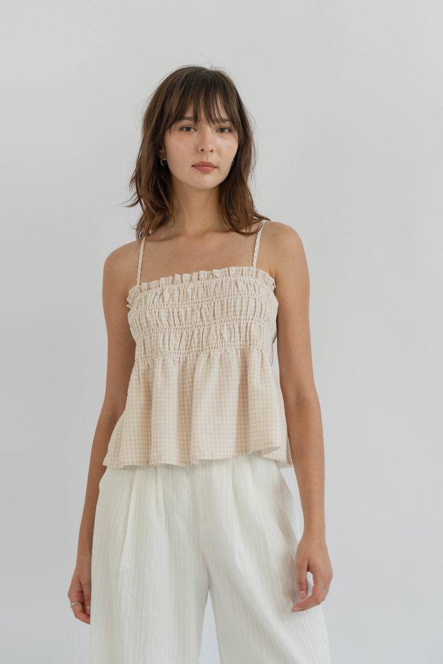 TALLULA GINGHAM BABYDOLL TOP NUDE