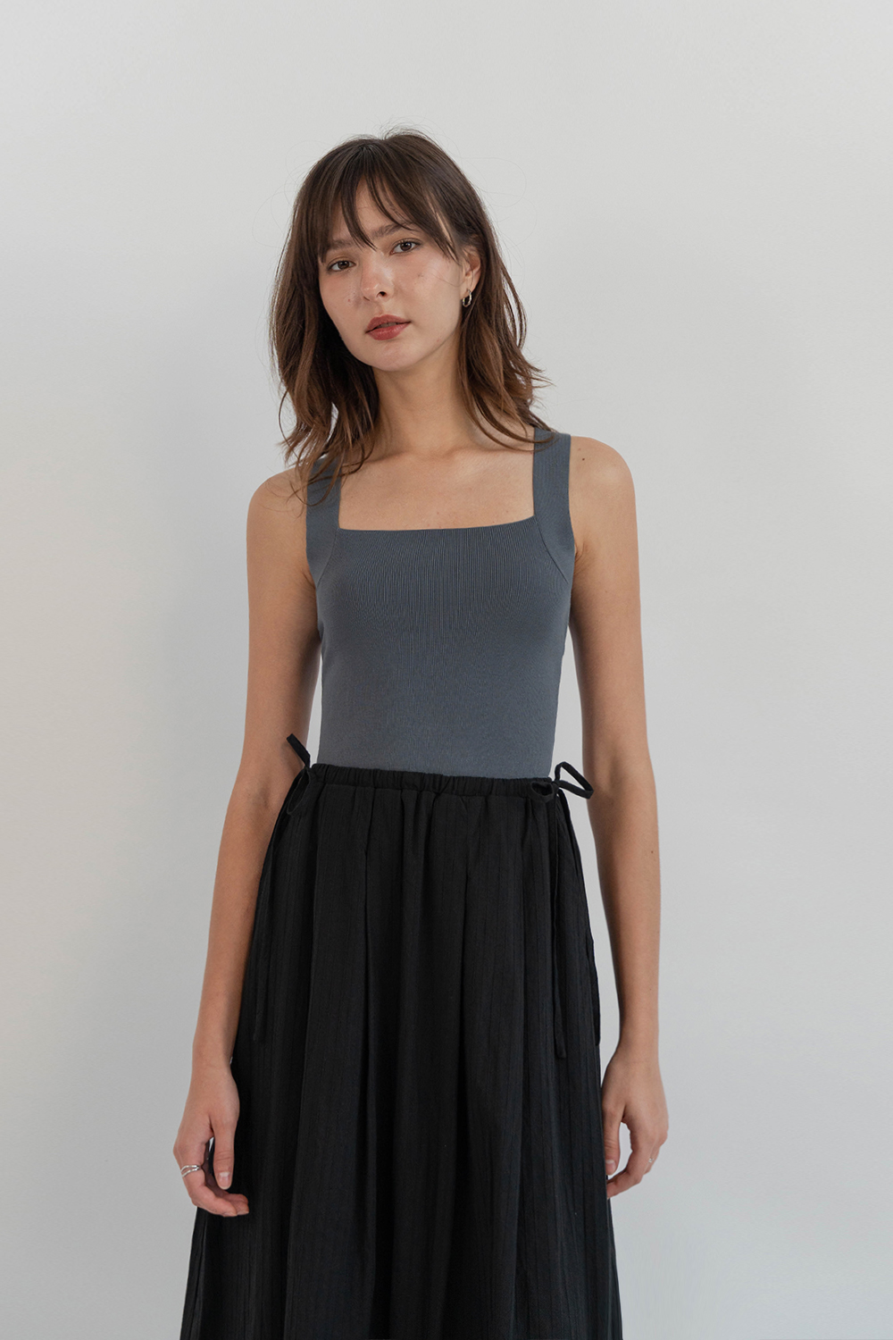 BESS HALTER KNIT TOP STEEL | The Willow Label