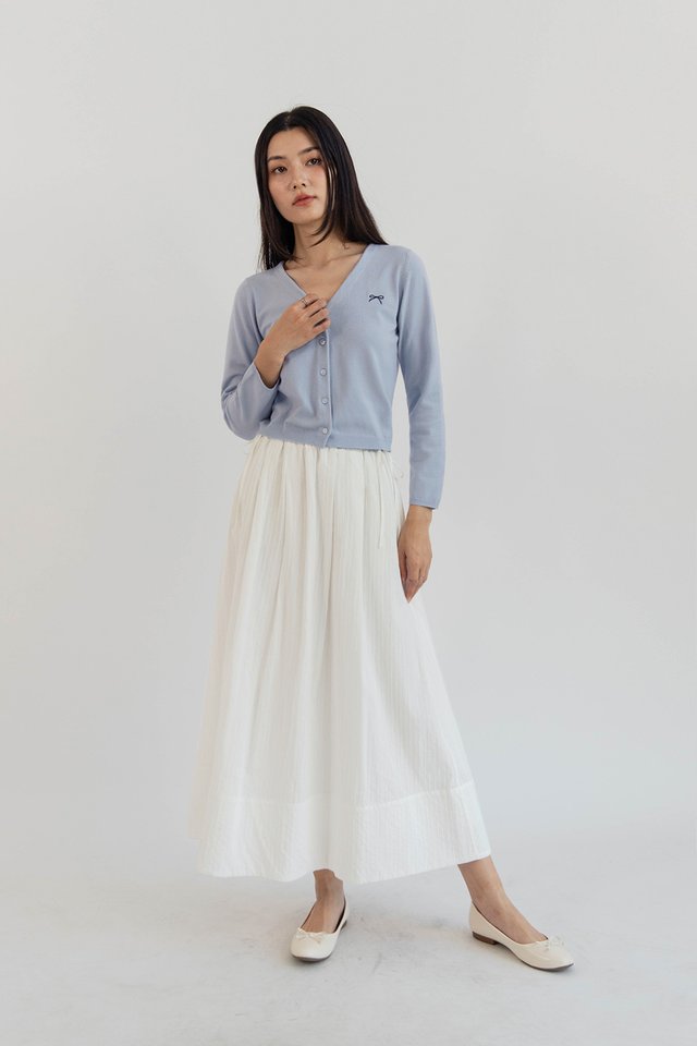 ALIYA RIBBON EMBROIDERY CARDIGAN TOP SKY