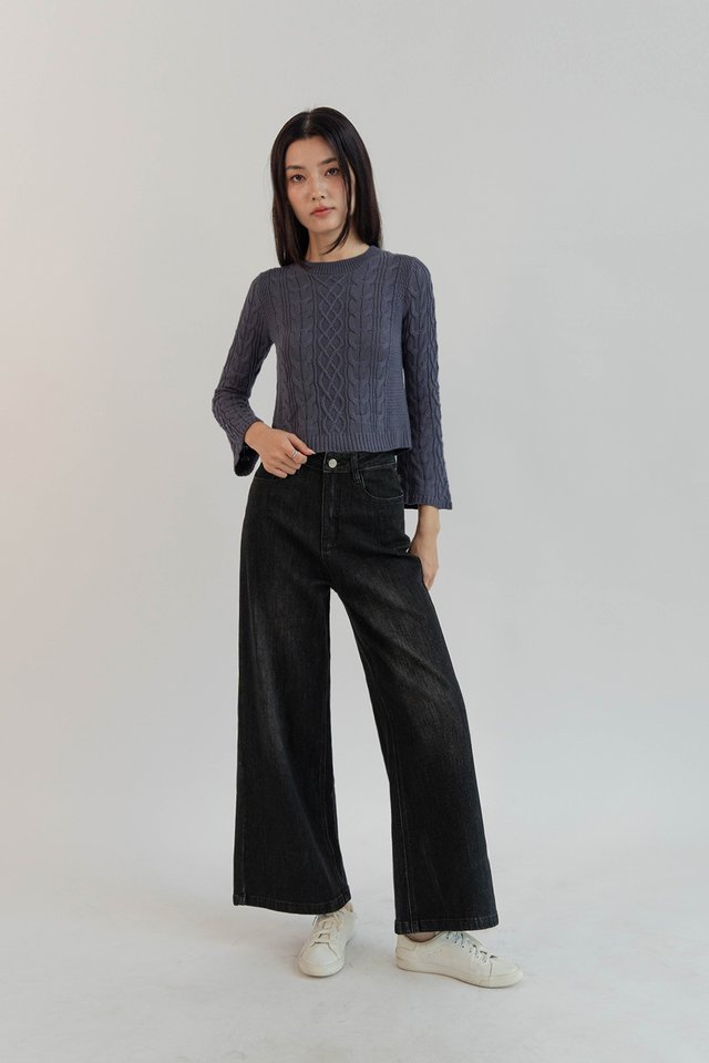 BETTY FLARE SLEEVE PULLOVER STEEL