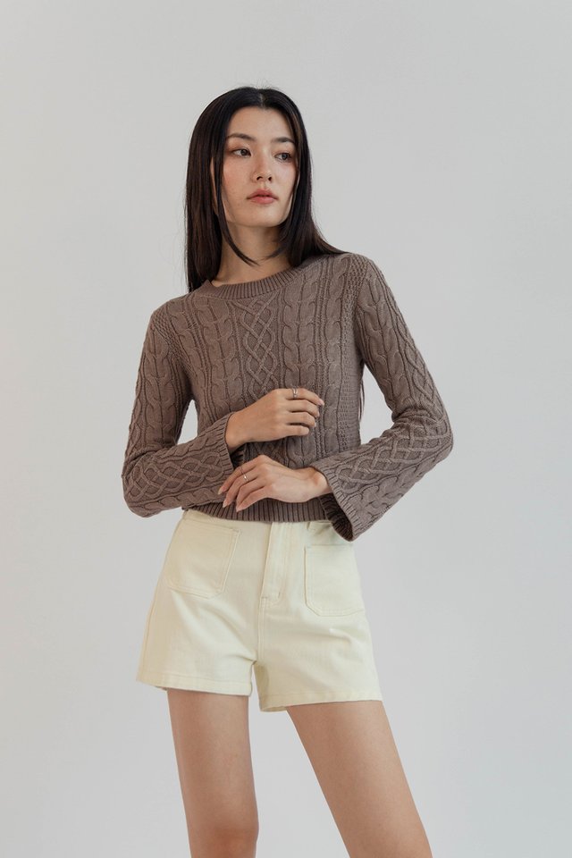 BETTY FLARE SLEEVE PULLOVER TAUPE