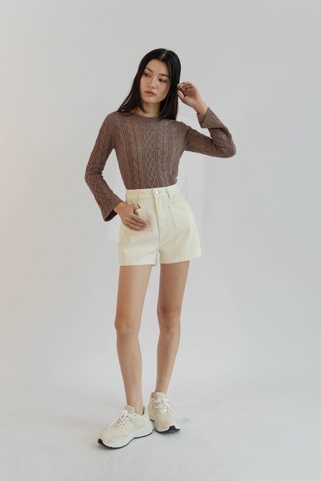 BETTY FLARE SLEEVE PULLOVER TAUPE