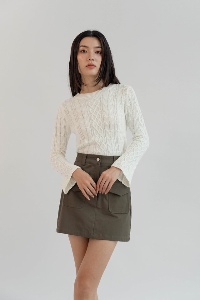 BETTY FLARE SLEEVE PULLOVER WHITE