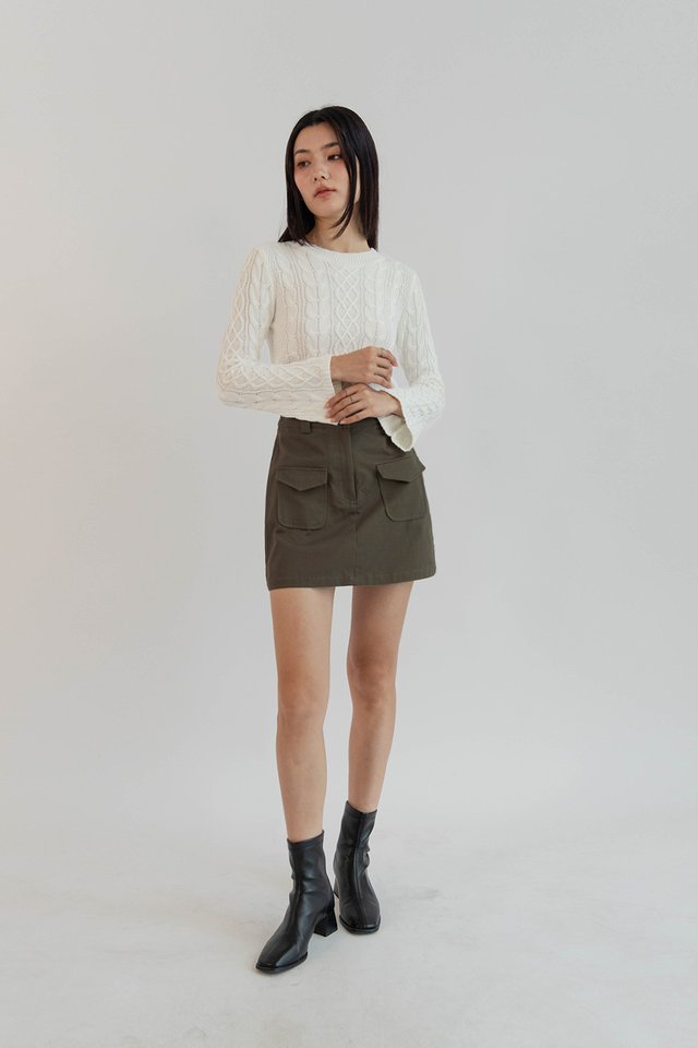 BETTY FLARE SLEEVE PULLOVER WHITE