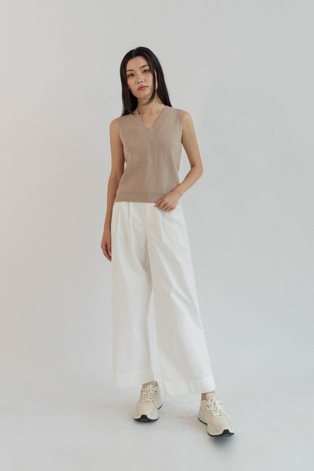 COLEEN SWEATER VEST TOP GREIGE