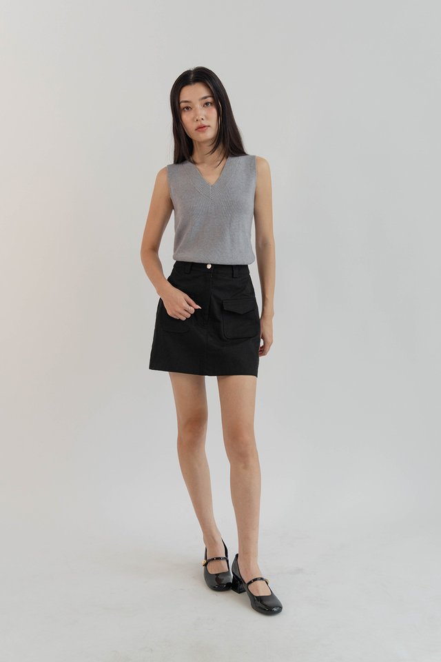COLEEN SWEATER VEST TOP HEATHER GREY
