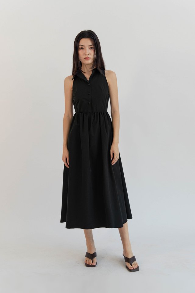 DEBRA BUTTON SHIRT DRESS BLACK