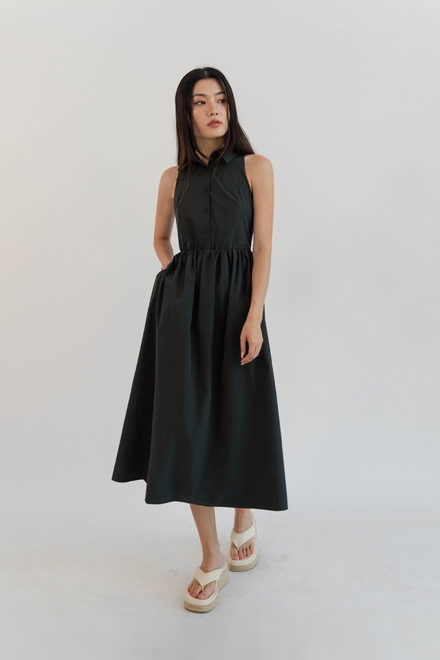 DEBRA BUTTON SHIRT DRESS TEAL