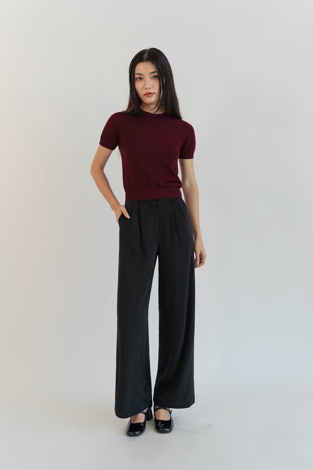 LANDON PALAZZO PANTS (PETITE) BLACK