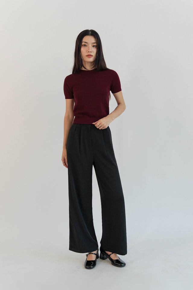 LANDON PALAZZO PANTS (PETITE) BLACK