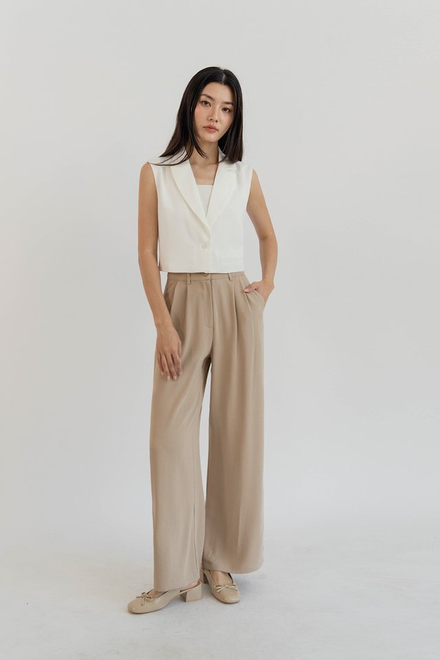 LANDON PALAZZO PANTS (PETITE) CASHEW