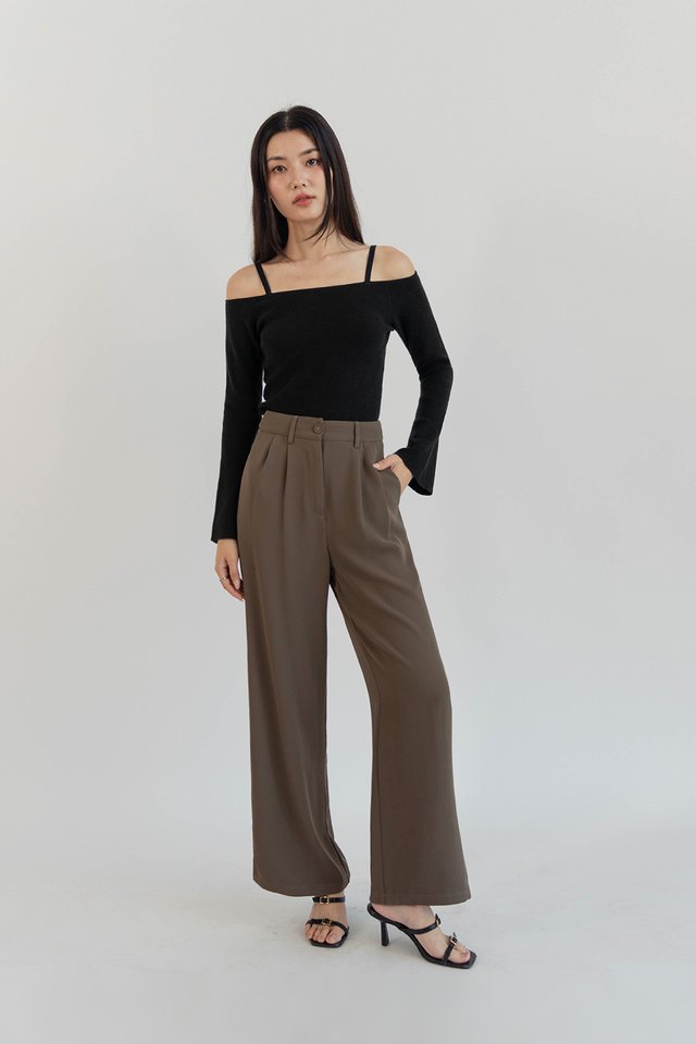LANDON PALAZZO PANTS (REGULAR) WALNUT