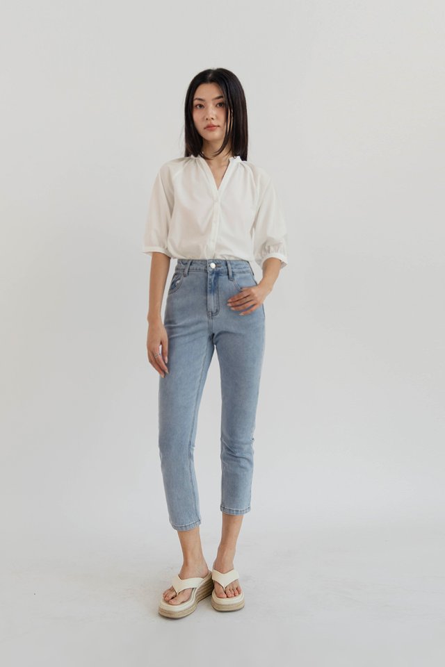 MAISIE BALLOON SLEEVE BLOUSON WHITE