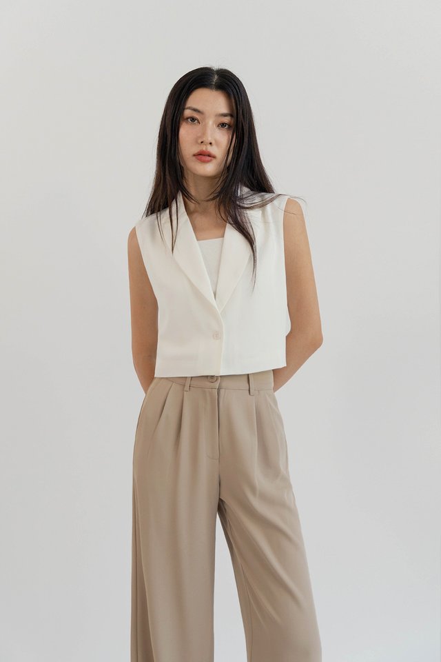 REESE CROP VEST TOP WHITE