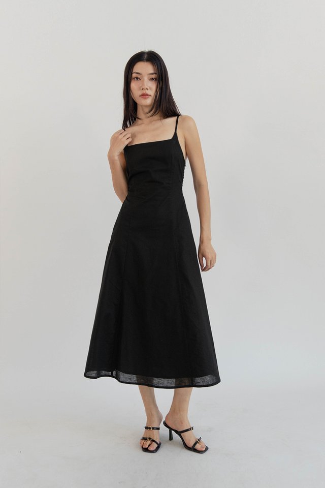 VANYA SQUARE NECK DRESS BLACK