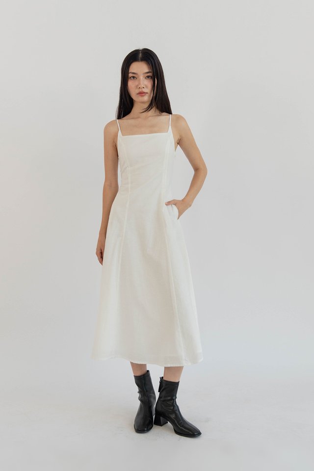 VANYA SQUARE NECK DRESS WHITE