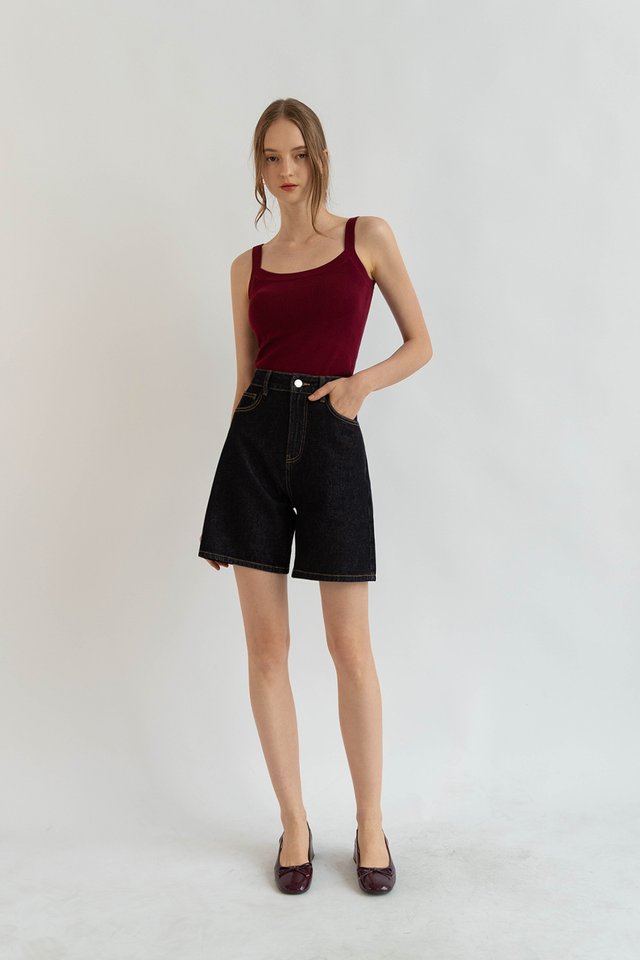 AMANDA PADDED KNIT CAMISOLE TOP BURGUNDY