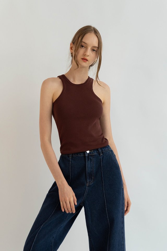 ANA RACER FRONT TANK TOP (PADDED) ESPRESSO