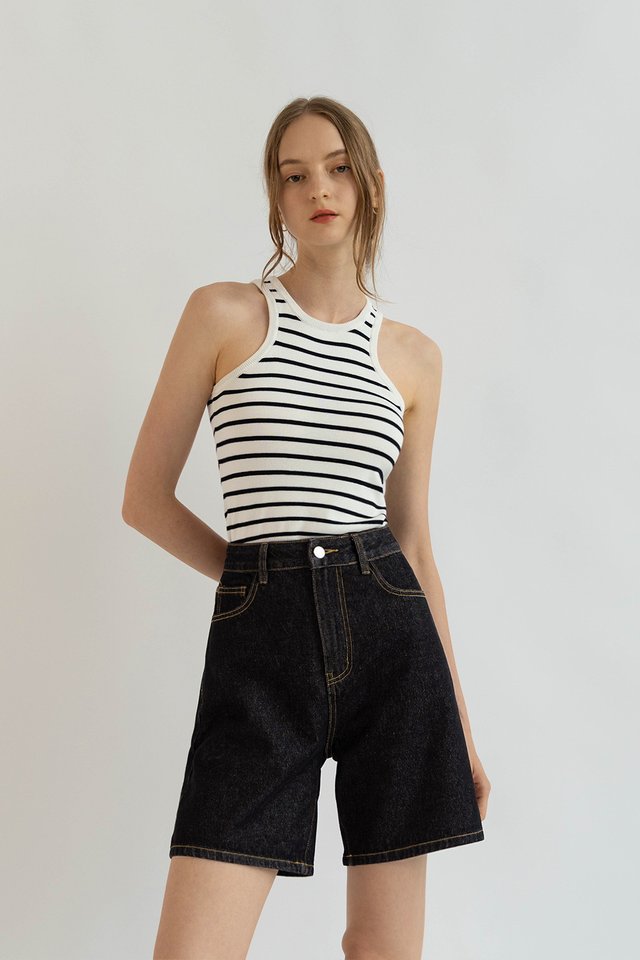 ANA RACER FRONT TANK TOP (PADDED) STRIPED WHITE