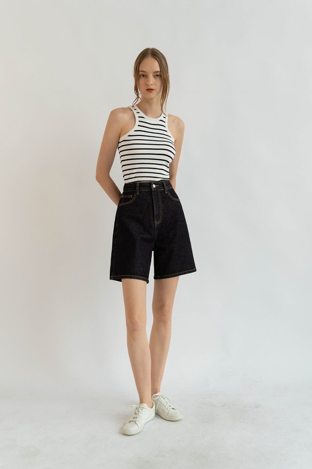 ANA RACER FRONT TANK TOP (PADDED) STRIPED WHITE