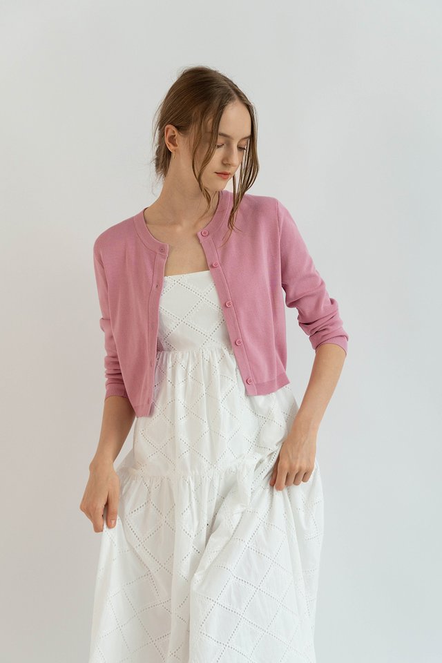 ARISA ROUND NECK CARDIGAN SEASALT PINK