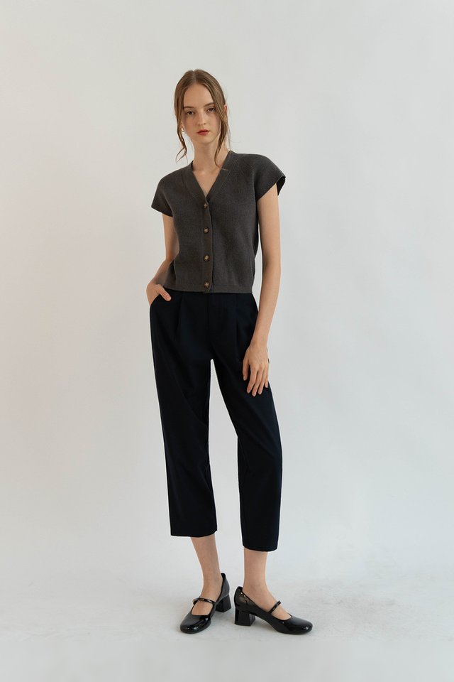 BRONTE KNIT BUTTON TOP SLATE