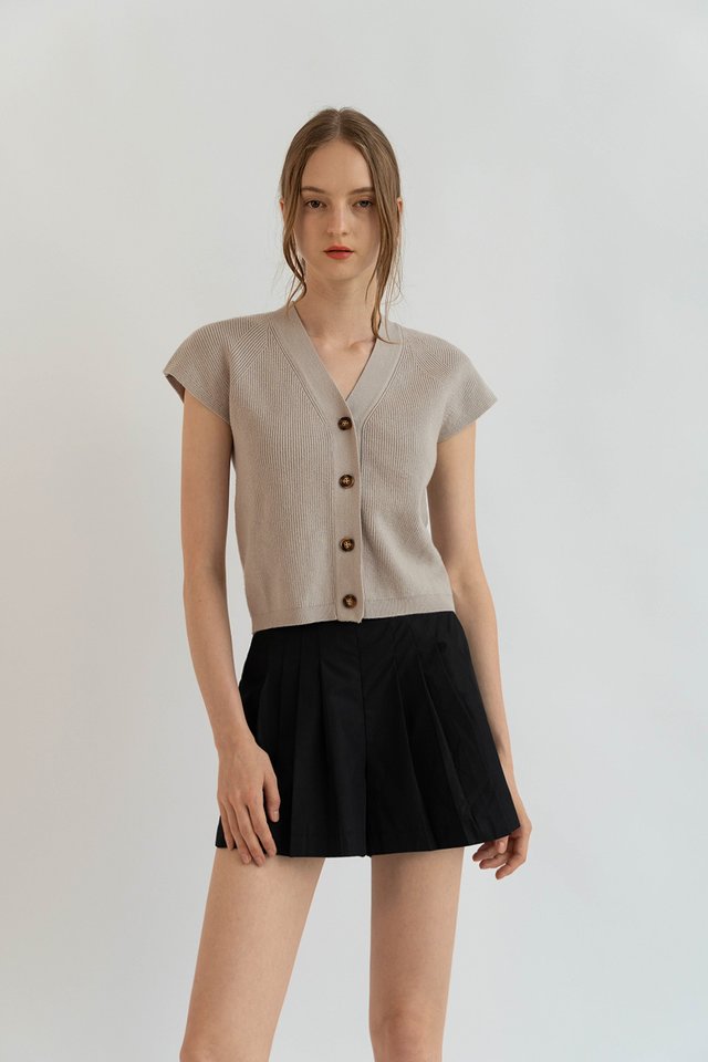 BRONTE KNIT BUTTON TOP TAUPE