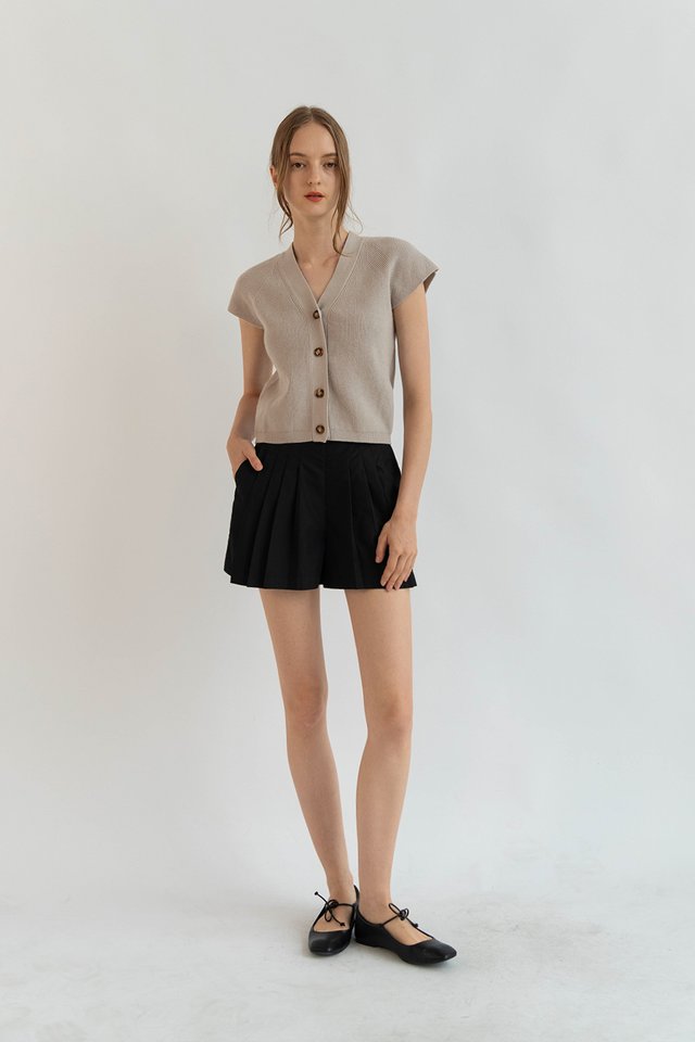 BRONTE KNIT BUTTON TOP TAUPE