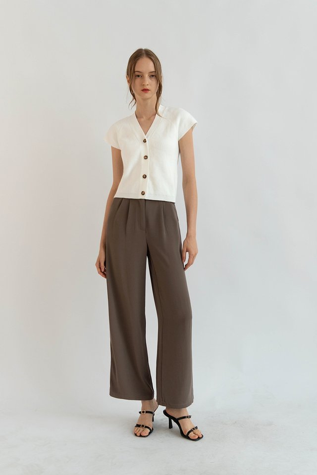 BRONTE KNIT BUTTON TOP WHITE