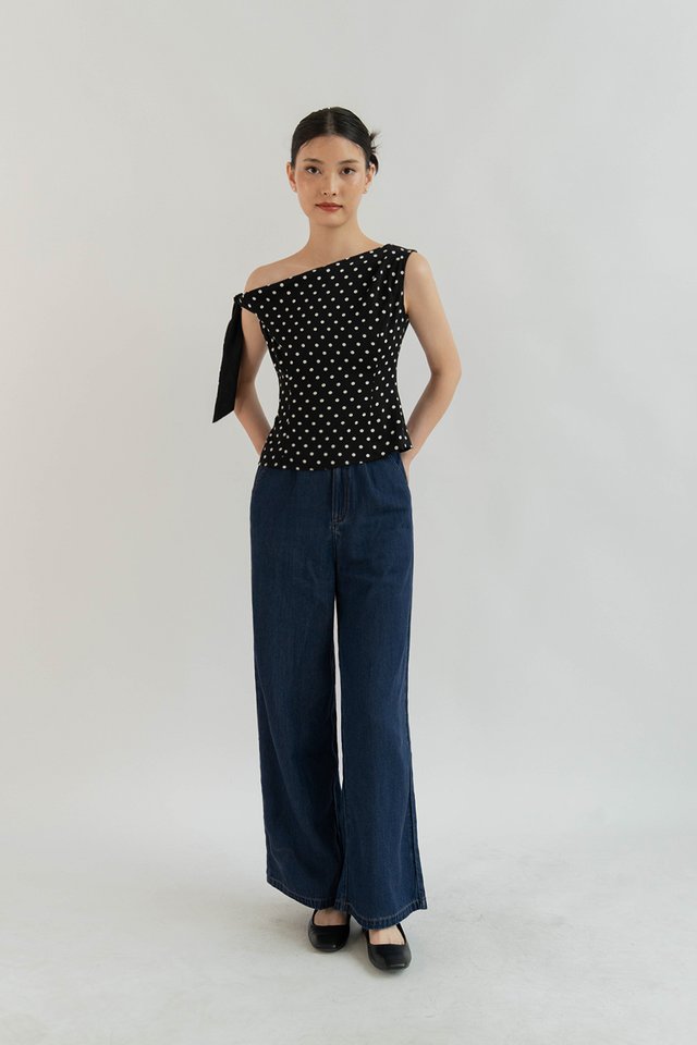 NARA FLARE DENIM PANTS (PETITE) DARK WASH