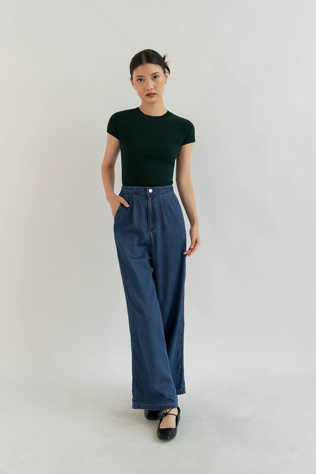 NARA FLARE DENIM PANTS (PETITE) TRUE BLUE