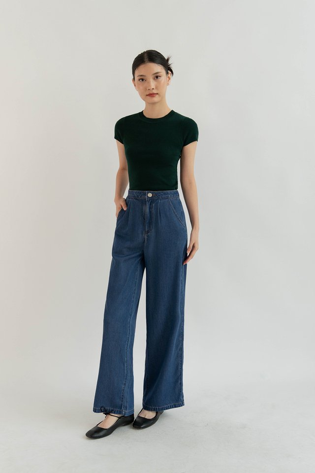 NARA FLARE DENIM PANTS (PETITE) TRUE BLUE