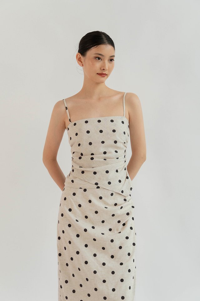 RUMI LINEN ASYMMETRICAL TOP POLKA