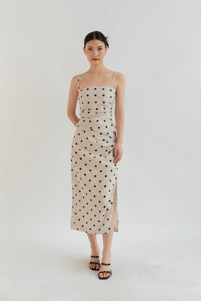RUMI LINEN ASYMMETRICAL TOP POLKA
