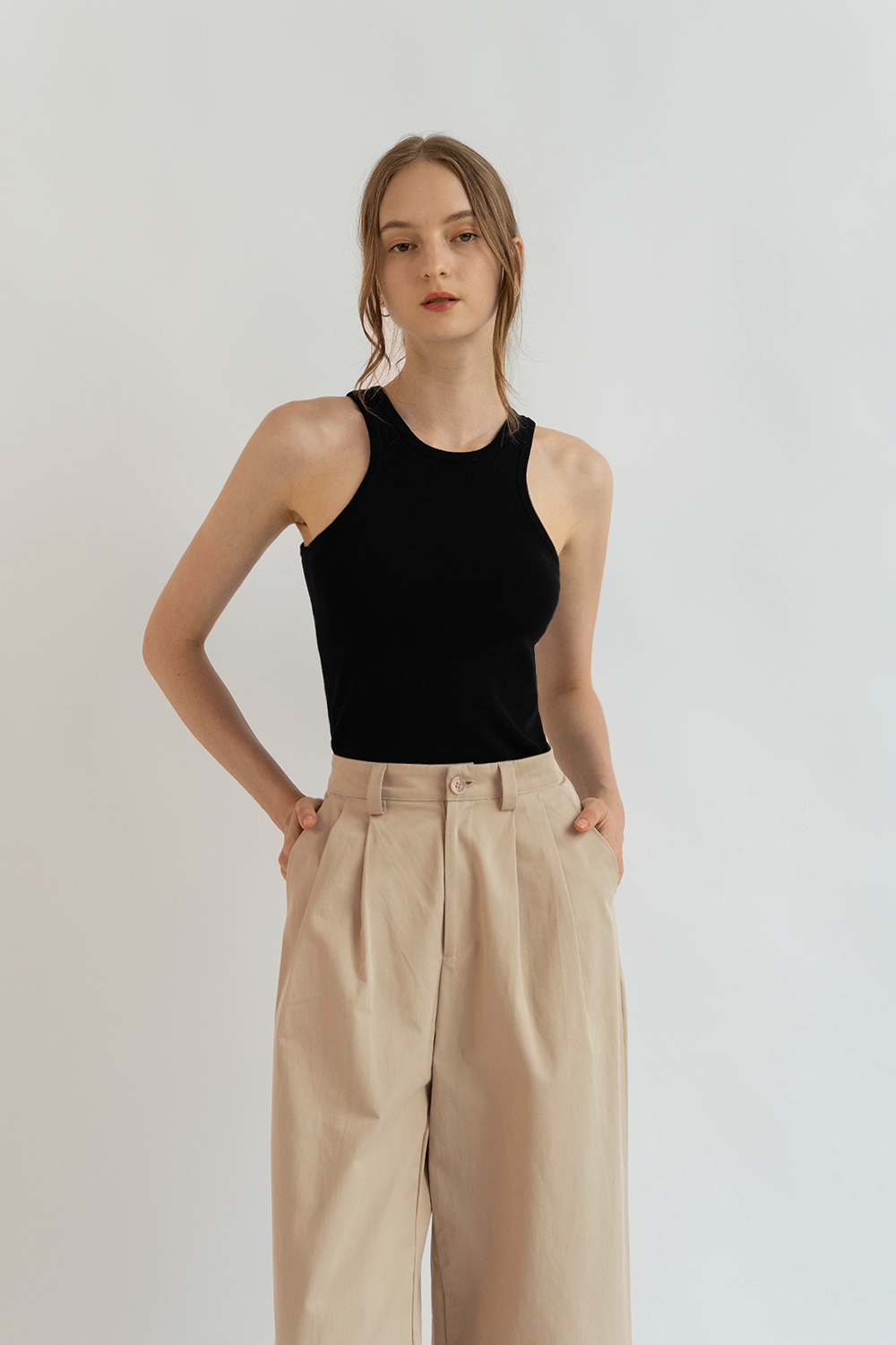 ANA RACER FRONT TANK TOP (PADDED) BLACK | The Willow Label