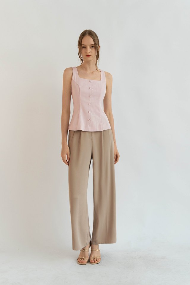 ALEGRA BUTTON VEST TOP PINK