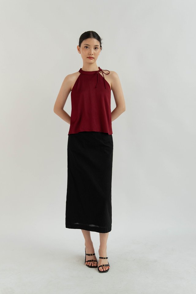 DAYNA LINEN SKIRT BLACK