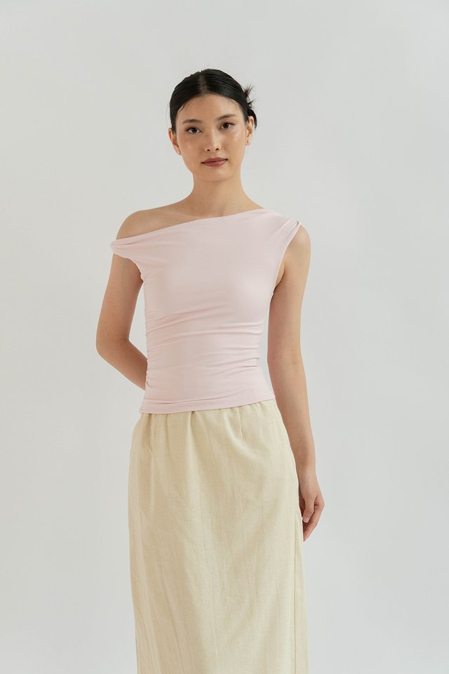 EVE TWIST SHOULDER TOP PINK